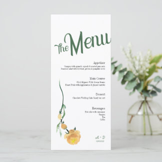Elegantes Hochzeitsmenü Menükarte