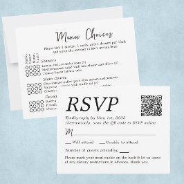Elegantes Hochzeitsmenü mit 4 Gästekarten RSVP Karte