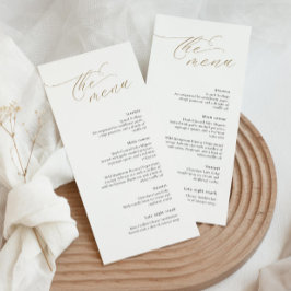 Elegantes Hochzeitsmenü mit Goldkalligrafie-Schrif Menükarte