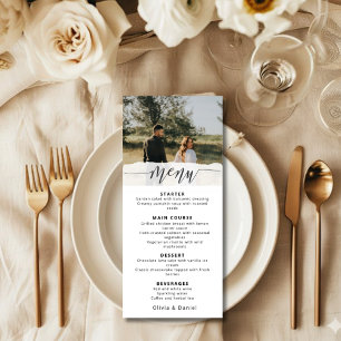 Elegantes Hochzeitsmenü mit moderner Schrift Menükarte