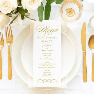 Elegantes Hochzeitsmonogramm mit goldener Schriftr Menükarte