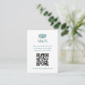Elegantes Hochzeitsmonogramm mit QR-Code zur RSVP- Begleitkarte (Stehend Vorderseite)