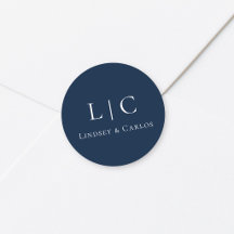 Elegantes Hochzeitsmonogramm Navy Blau