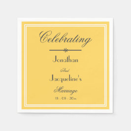 Elegantes Hochzeitsnamensschrift Chic Yellow Paper Serviette