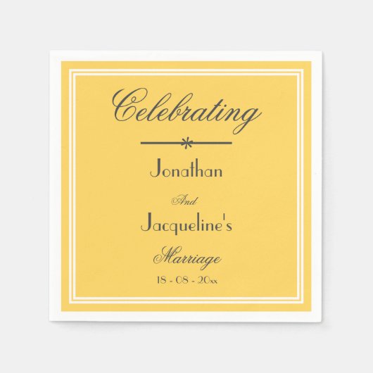 Elegantes Hochzeitsnamensschrift Chic Yellow Paper Serviette (Vorderseite)