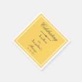 Elegantes Hochzeitsnamensschrift Chic Yellow Paper Serviette (Ecke)