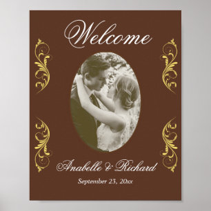 Elegantes Hochzeitsoulenposter mit Foto Poster