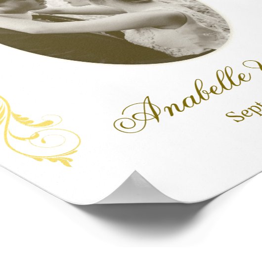 Elegantes Hochzeitsoulenposter mit Foto Poster (Ecke)