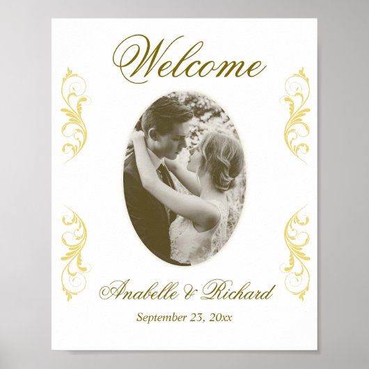 Elegantes Hochzeitsoulenposter mit Foto Poster (Vorne)