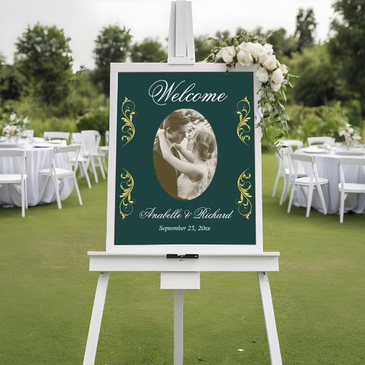 Elegantes Hochzeitsoulenposter mit Foto Poster