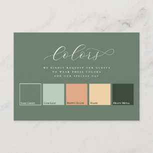 Elegantes Hochzeitsoutfit in fünf Farben Salbeigrü Begleitkarte