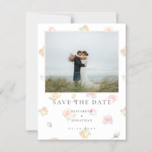 Elegantes Hochzeitspaar-Foto mit Blumen Save The D Magneteinladung