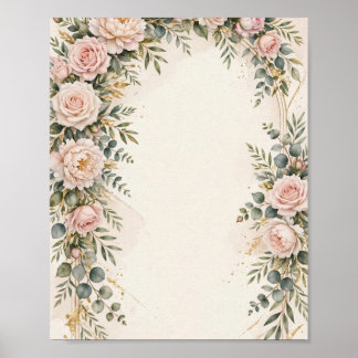 Elegantes Hochzeitsplakat mit floraler Bogenkonstr Poster