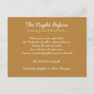 Elegantes Hochzeitsprobe-Dinner mit handgeschriebe Postkarte