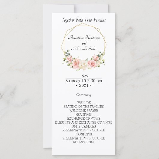 Elegantes Hochzeitsprogramm. (Vorderseite)