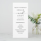 Elegantes Hochzeitsprogramm (Stehend Vorderseite)
