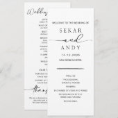 Elegantes Hochzeitsprogramm (Vorne/Hinten)