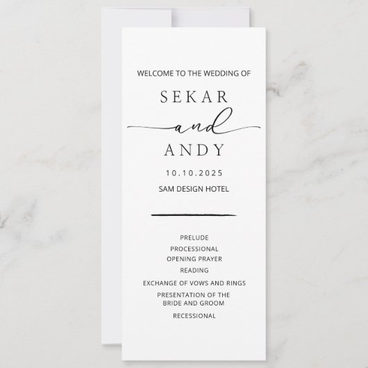 Elegantes Hochzeitsprogramm (Vorderseite)