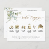 Elegantes Hochzeitsprogramm auf Spanisch mit Grün (Vorne/Hinten)