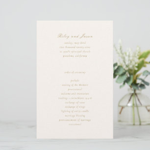 Elegantes Hochzeitsprogramm aus Elfenbein und Gold