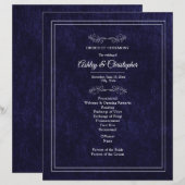 Elegantes Hochzeitsprogramm aus navyblauem Samt un (Vorne/Hinten)