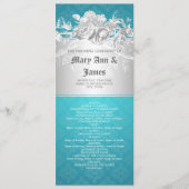 Elegantes Hochzeitsprogramm Barock Geblüht Blau Programm (Vorderseite)