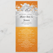 Elegantes Hochzeitsprogramm Barock Geblüht Orange Programm (Vorderseite)