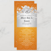 Elegantes Hochzeitsprogramm Barock Geblüht Orange Programm (Vorne/Hinten)