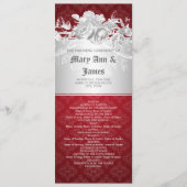 Elegantes Hochzeitsprogramm Barock Geblüht Rot Programm (Vorderseite)