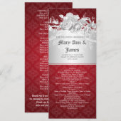 Elegantes Hochzeitsprogramm Barock Geblüht Rot Programm (Vorne/Hinten)