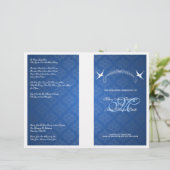Elegantes Hochzeitsprogramm Birds Monogram Blue (Stehend Vorderseite)