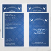 Elegantes Hochzeitsprogramm Birds Monogram Blue (Vorne/Hinten)