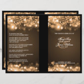 Elegantes Hochzeitsprogramm Blitze Gold (Vorne/Hinten)