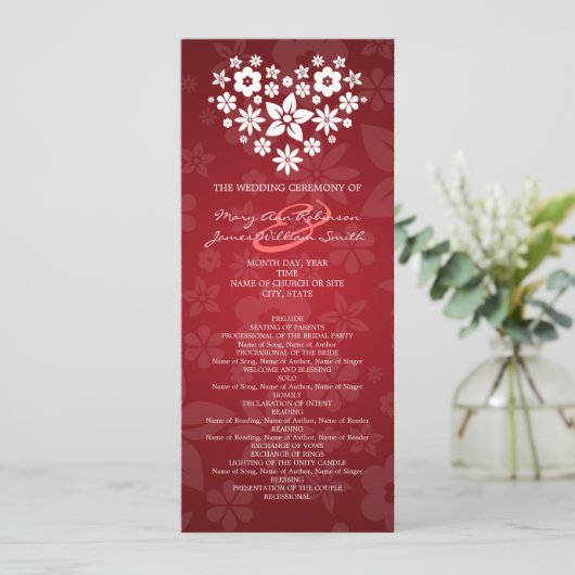Elegantes Hochzeitsprogramm Blumenstrauß Programm (Stehend Vorderseite)