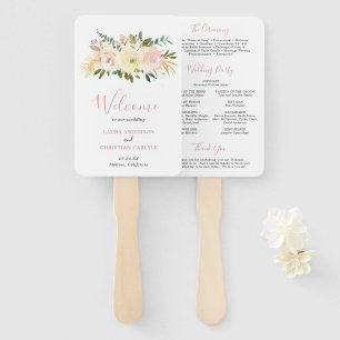 Elegantes Hochzeitsprogramm Blush Pink Floral Fächer