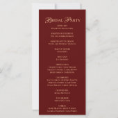 Elegantes Hochzeitsprogramm Burgund (Rückseite)