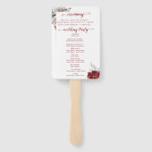 Elegantes Hochzeitsprogramm Burgund & Silver Flora Fächer (Rückseite)