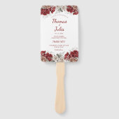 Elegantes Hochzeitsprogramm Burgund & Silver Flora Fächer (Vorderseite)