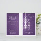 Elegantes Hochzeitsprogramm Chandelier Lila (Stehend Vorderseite)