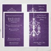 Elegantes Hochzeitsprogramm Chandelier Lila (Vorne/Hinten)