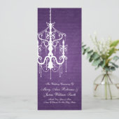 Elegantes Hochzeitsprogramm Chandelier Lila Programm (Stehend Vorderseite)