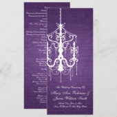 Elegantes Hochzeitsprogramm Chandelier Lila Programm (Vorne/Hinten)