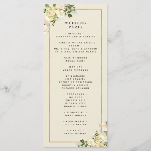 Elegantes Hochzeitsprogramm Chic Watercolor Programm (Rückseite)