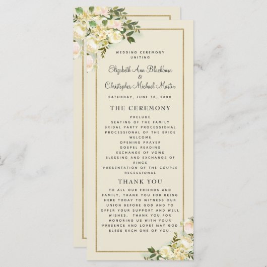 Elegantes Hochzeitsprogramm Chic Watercolor Programm (Vorne/Hinten)