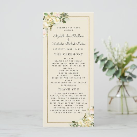 Elegantes Hochzeitsprogramm Chic Watercolor Programm (Stehend Vorderseite)