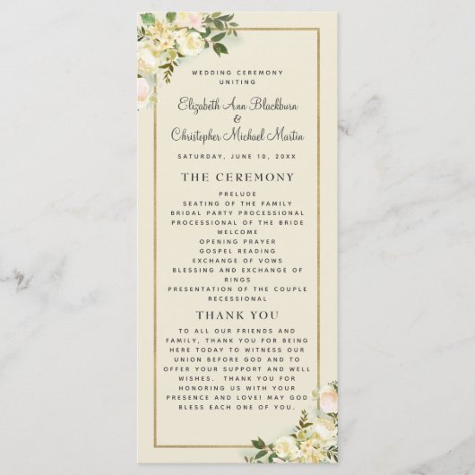 Elegantes Hochzeitsprogramm Chic Watercolor Programm (Vorderseite)