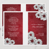 Elegantes Hochzeitsprogramm Dahlia Floral Red (Vorne/Hinten)