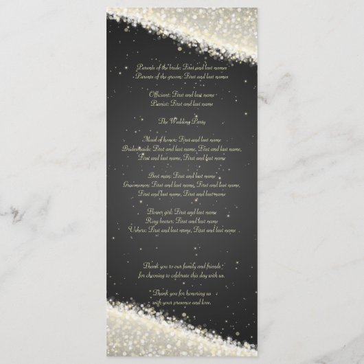 Elegantes Hochzeitsprogramm Dazzling Glitzern Blac Programm (Rückseite)