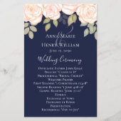 Elegantes Hochzeitsprogramm der Rose Navy Blue (Vorderseite)