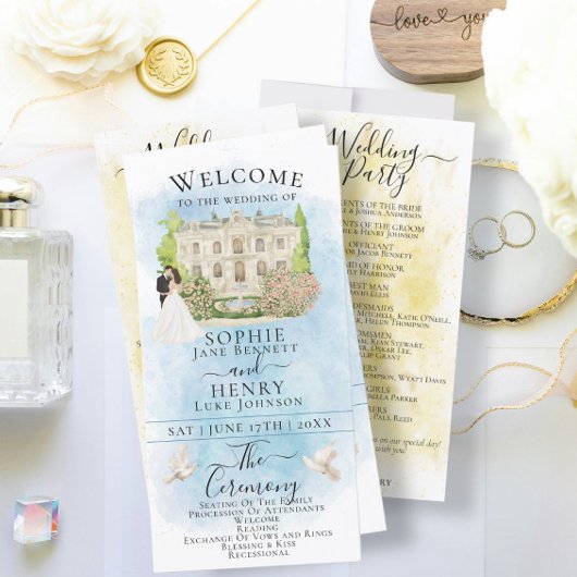 Elegantes Hochzeitsprogramm der Venue Bride Groom